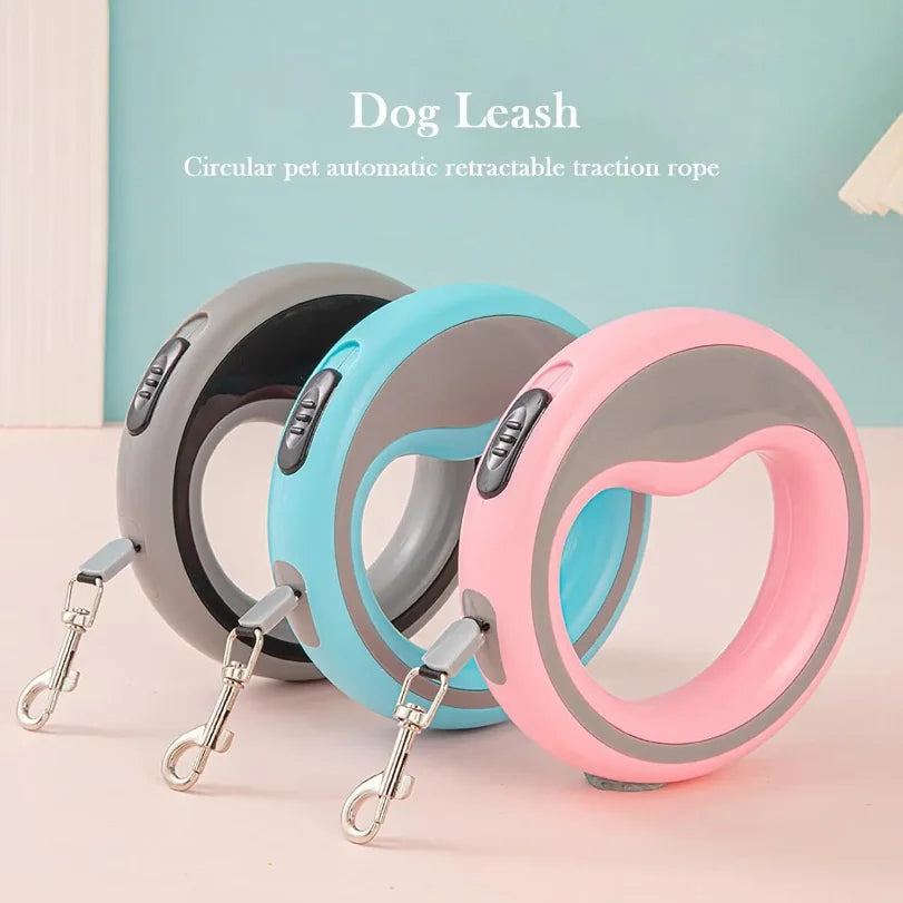 Retractable Dog Lead Heavy-Duty Extendable Dog Leads Strong Nylon Tape Leash One-Handed Brake  Lock Tangle-Free Design