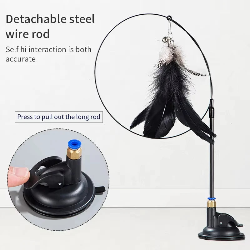 Interactive Cat Toy Handfree Cat Stick Kitten Teaser Wand Toy Suction Cup Feather Wand
Simulation Feather