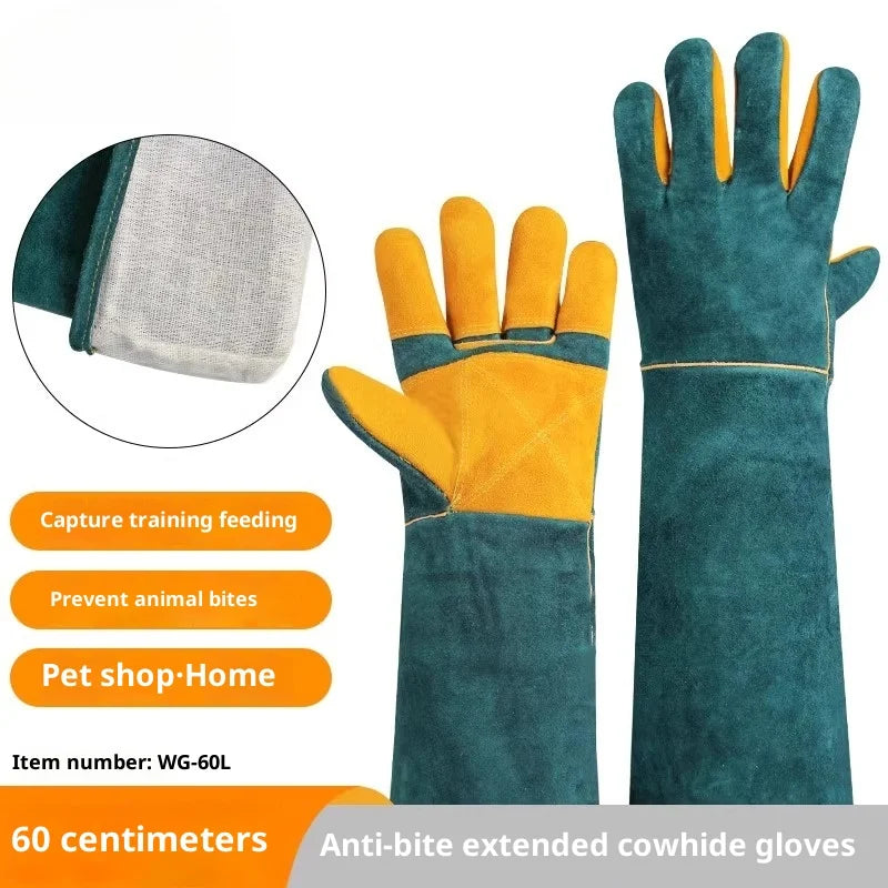 Pet Viper Anti-Bite Gloves Dog Training Anti-cat and Dog Scratch Gloves Anti-scratch Scratch Injury Thickened Extended Cowhide