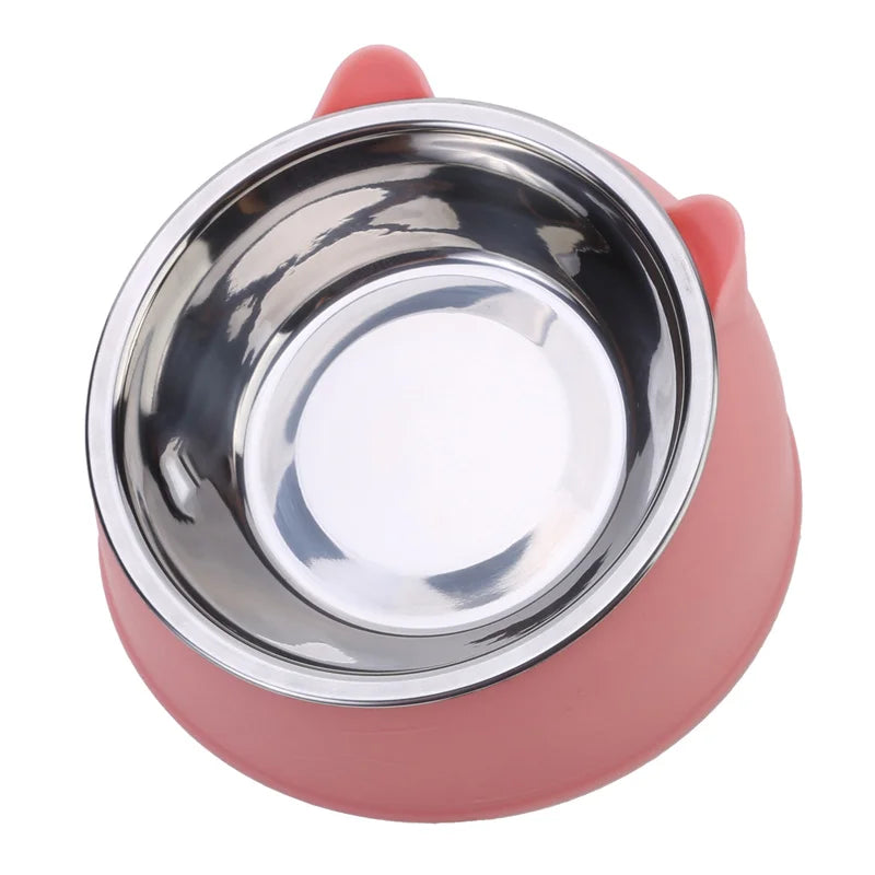 1/2/5pcs Cat Bowl Creative Inclined Kitten Puppy Food Feeding Bowls Stainless Steel