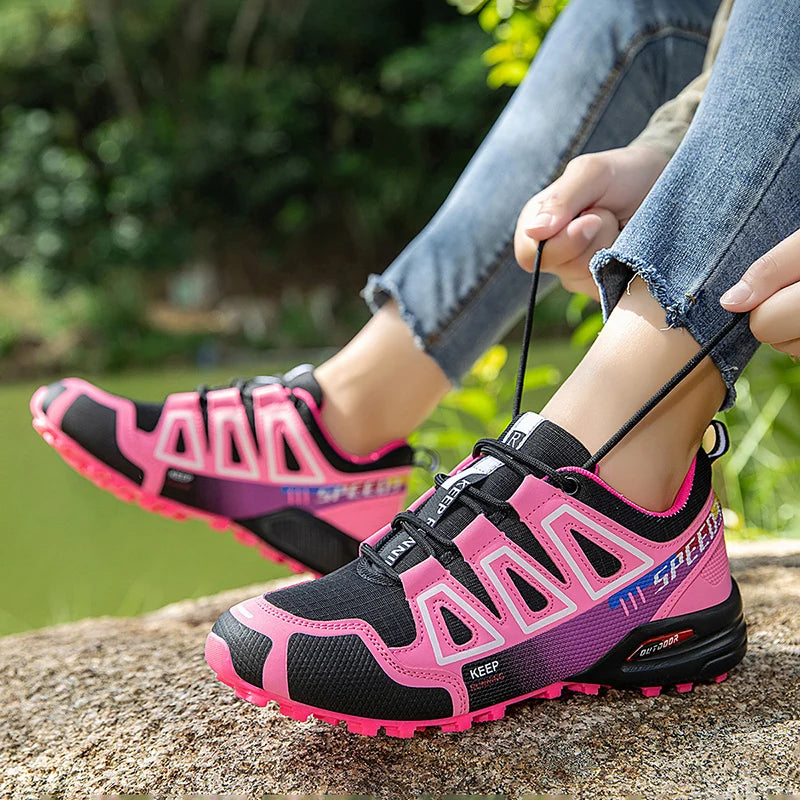 Hiking Shoes Women's Outdoor Hiking Sports Shoes, Non-slip Shoes, Breathable Lace-up Climbing Shoes, Cycling