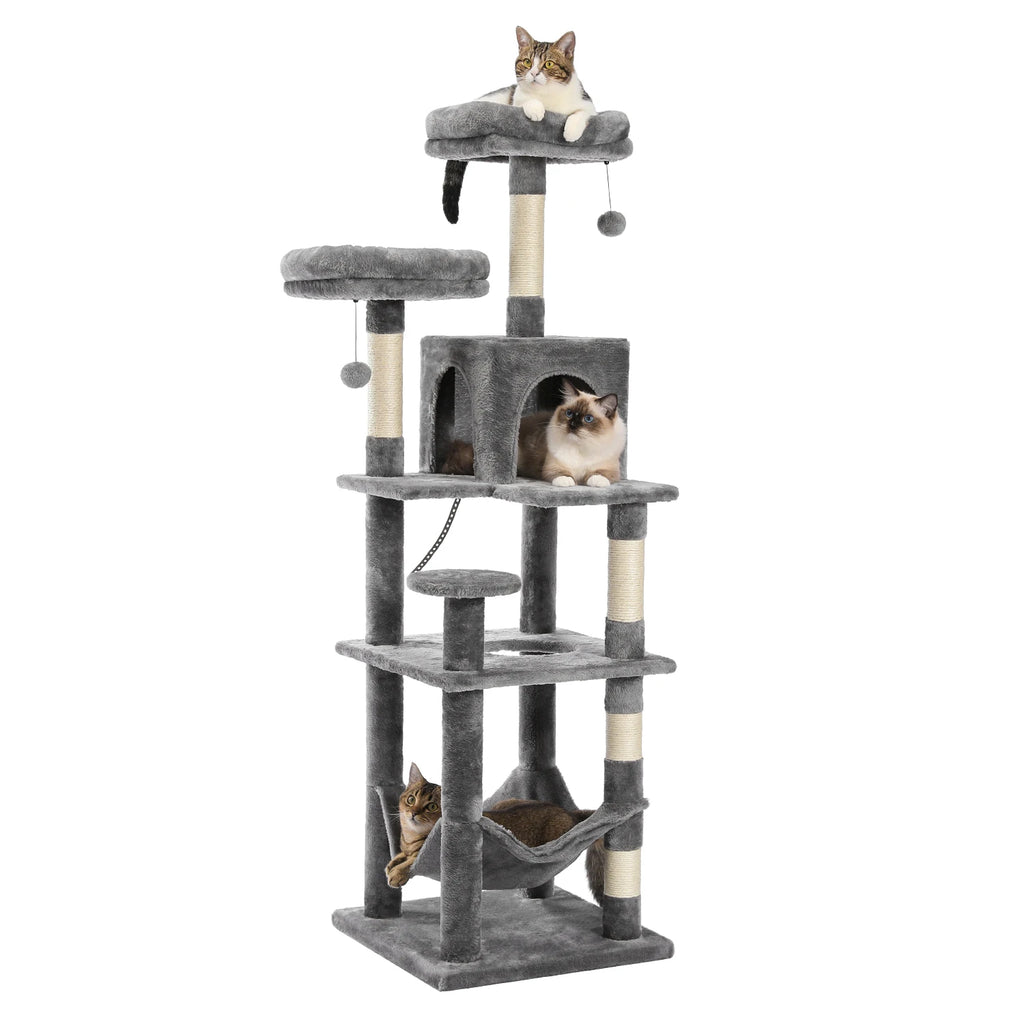 Large Cat Tree Tall Cat Tower for Indoor Cats Multi-Level Plush Cat Condo with Scratching Post