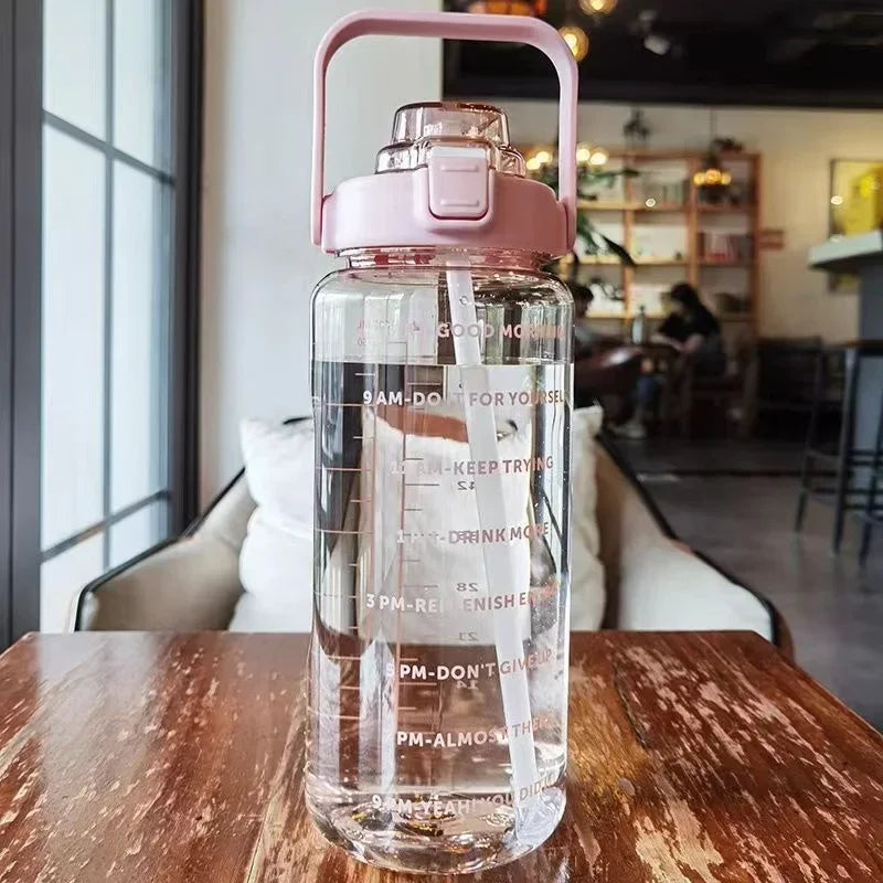 2 Liters Plastic Kettle Large Portable Travel Water Bottle with Straw