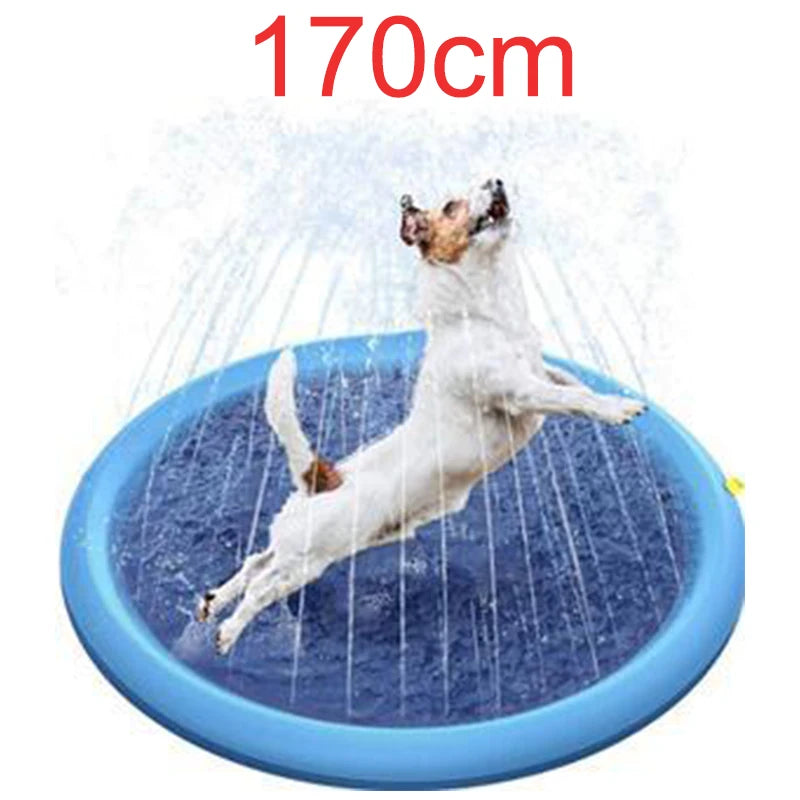 60-97''Summer Outdoor Dog Shower Play pool Inflatable Sprinkler Pad Pet Fountain Foldable