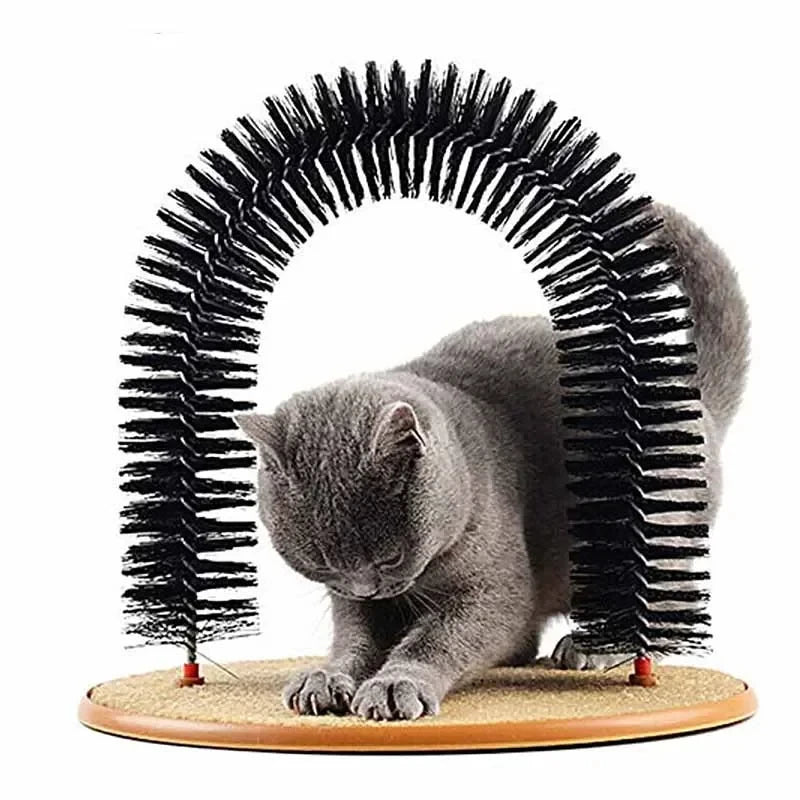 Cat Toy Arch Self Groom  Feline with A Massage Grooming Rubbing Brush with Scratching Pad
