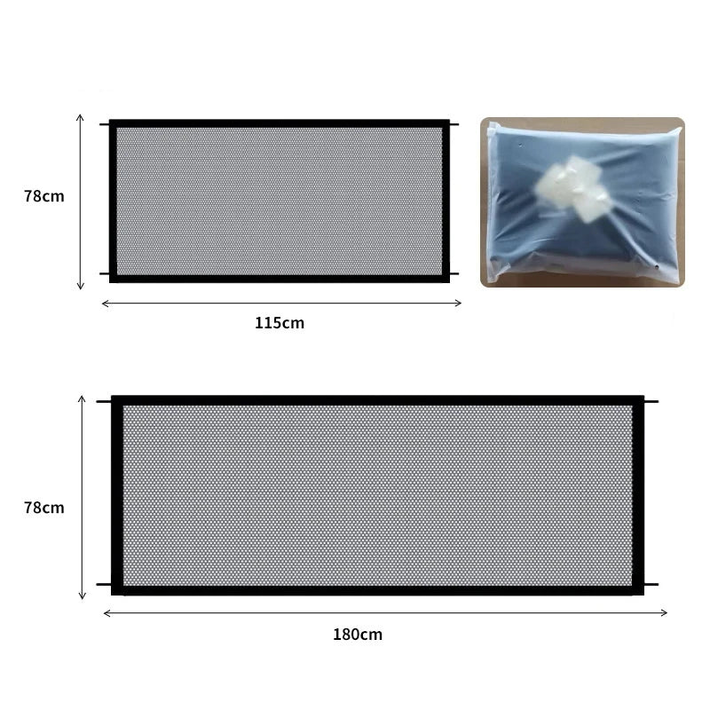 Pet Dog Barrier Fences With 4Pcs Hook Pet Isolated Stairs Gate New Folding  Mesh Playpen For Dog Safety Fence