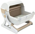 Semi-Auto Quick Clean Cat Litter Box, Luxury Toilet in White or Milk Brown for Easy Pet Care