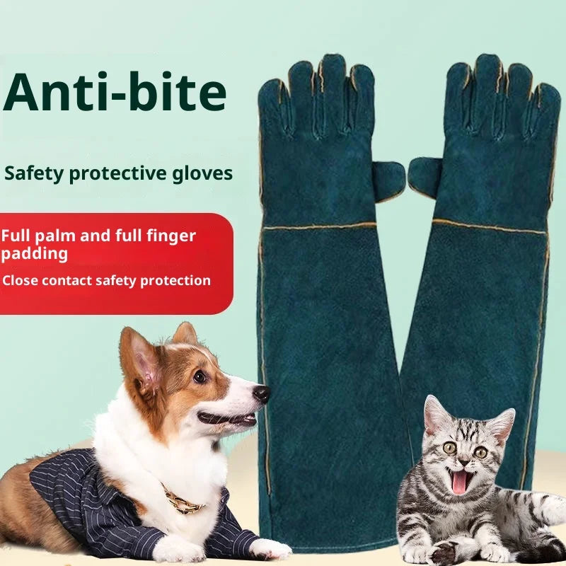 Pet Viper Anti-Bite Gloves Dog Training Anti-cat and Dog Scratch Gloves Anti-scratch Scratch Injury Thickened Extended Cowhide