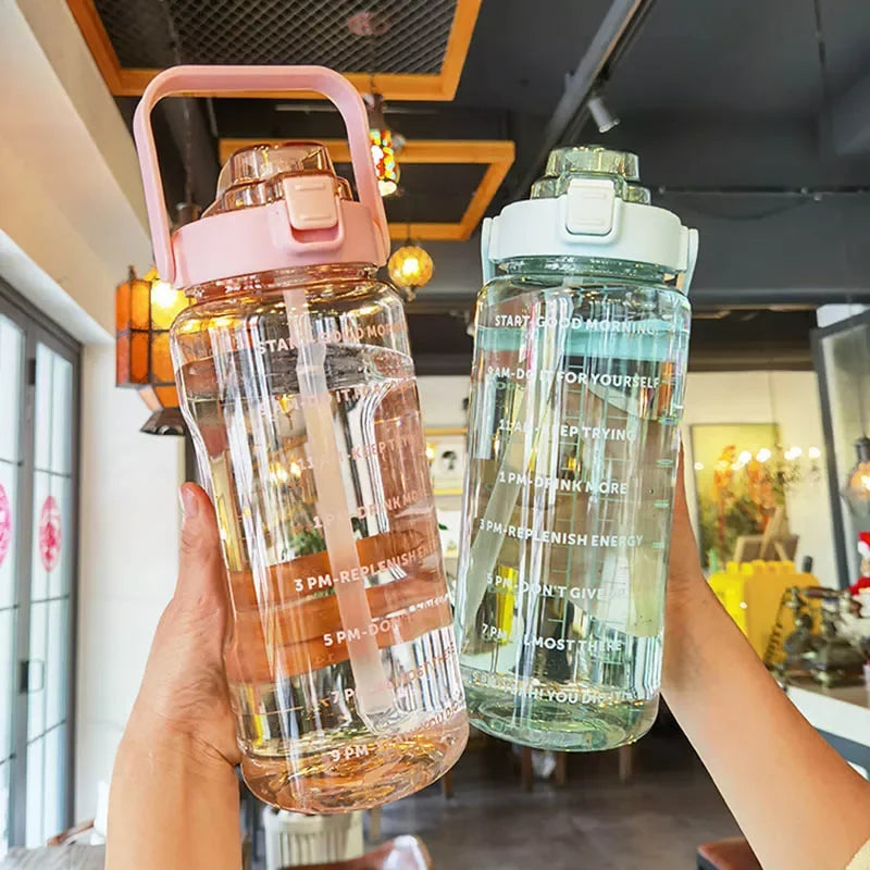 2 Liters Plastic Kettle Large Portable Travel Water Bottle with Straw