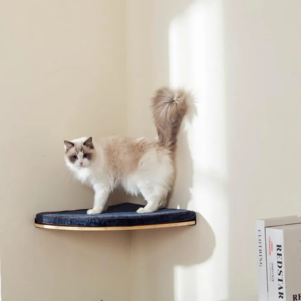 Wall Mounted Cat Tree Wooden Shelves Scratching Posts Cat tower Hammock