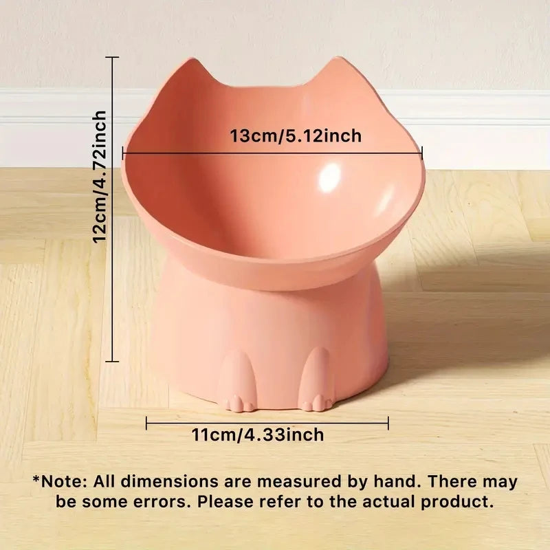 1pc WhiskerWare Elevated Cat Bowl, Anti-Tip Plastic Raised Pet Feeding Dish with Tilted Edge, Neck Protection