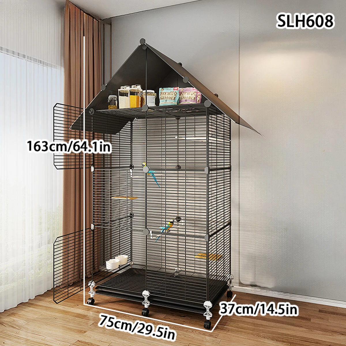 Large Bird Cage, Parrot Cage, Luxury Villa, with Toilet and Bird Bowl, Iron Art Cage