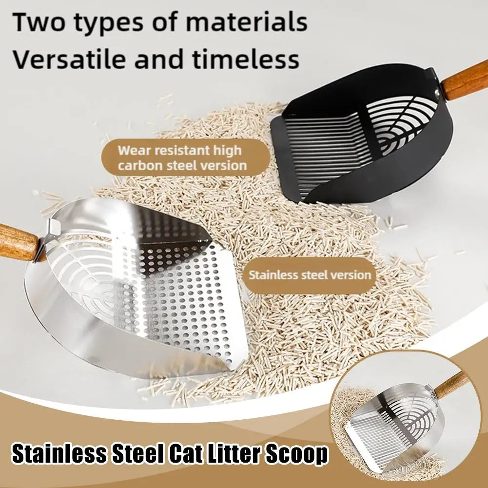Steel Cat Litter Scoop Long Handle Pet Waste Shovel Cleaning Tool For Tofu Sand Litter Box