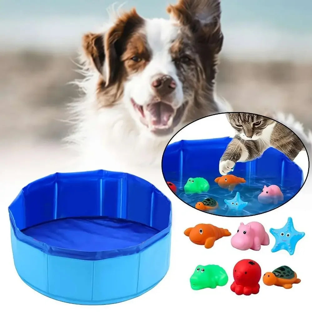 Foldable Outdoor Dog Pool – Portable, Collapsible Swimming Tub for Pets. Easy-Clean,  Pet Bath Basin for Backyard & Travel