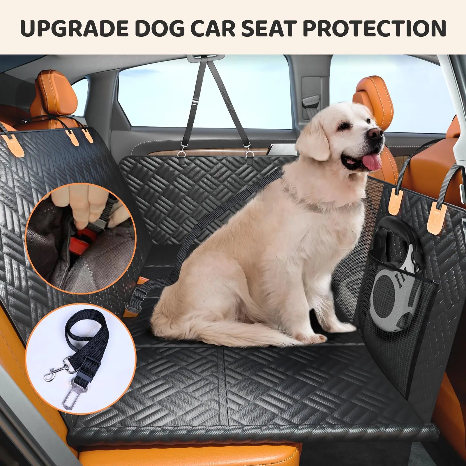 Car Rear Seat Cover, Hard Bottom Rear Seat Extender, Load-Bearing 400 Pounds, 600D Heavy-Duty Anti-Scratch Washable for Cars and Suvs