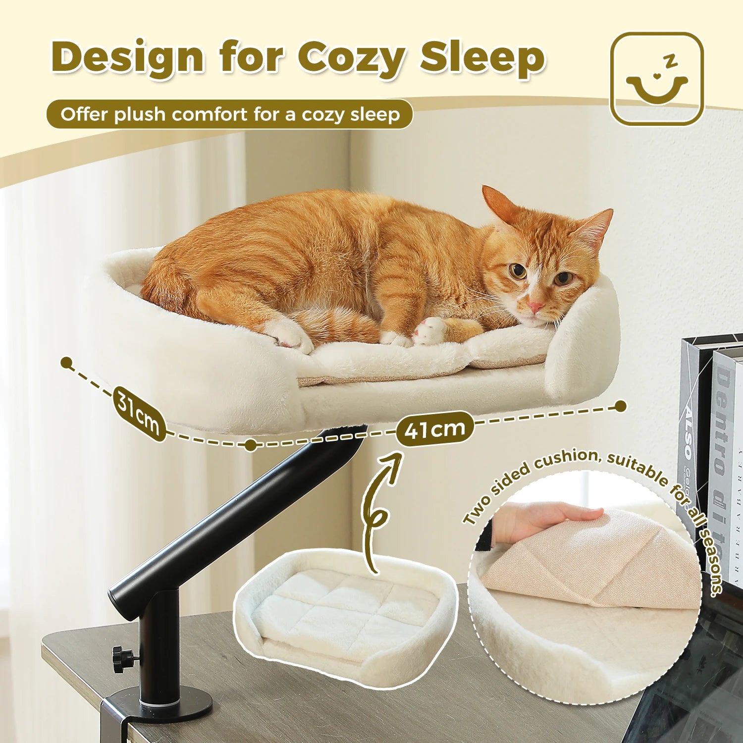 Cat Desk Bed, 360° Rotatable Cat Bed Stand  Adjustable Cat Basket, Cats Hammock for Table