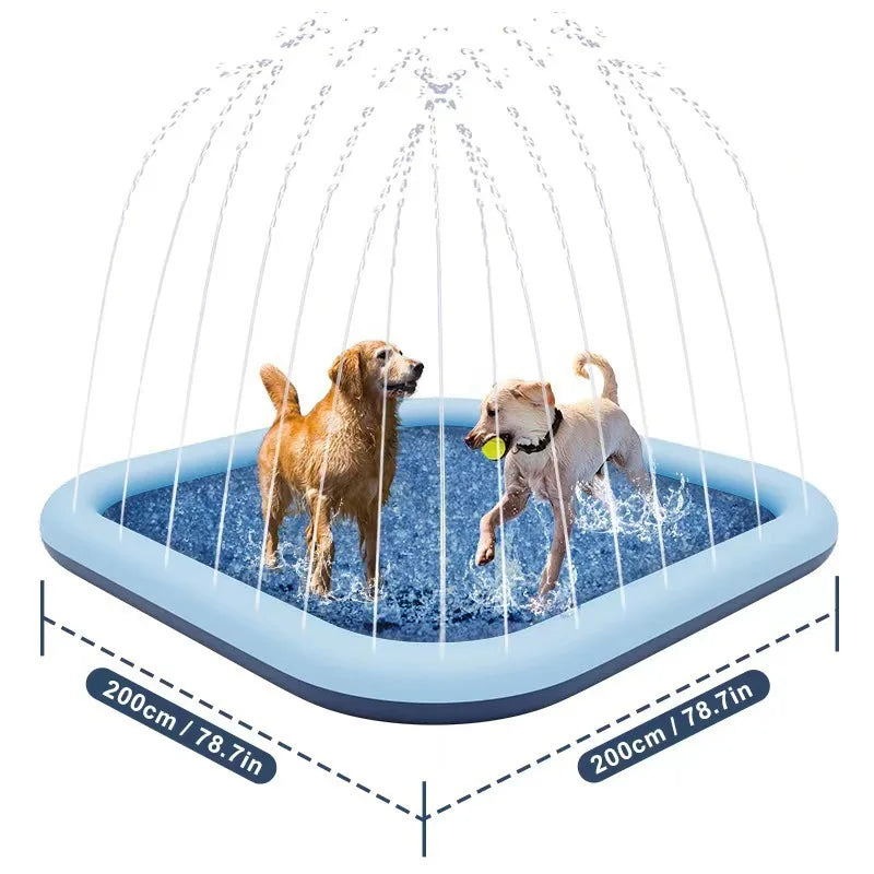 60-97''Summer Outdoor Dog Shower Play pool Inflatable Sprinkler Pad Pet Fountain Foldable