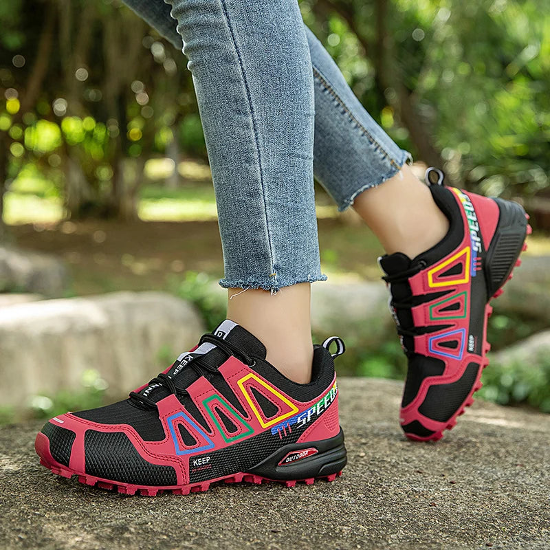Hiking Shoes Women's Outdoor Hiking Sports Shoes, Non-slip Shoes, Breathable Lace-up Climbing Shoes, Cycling