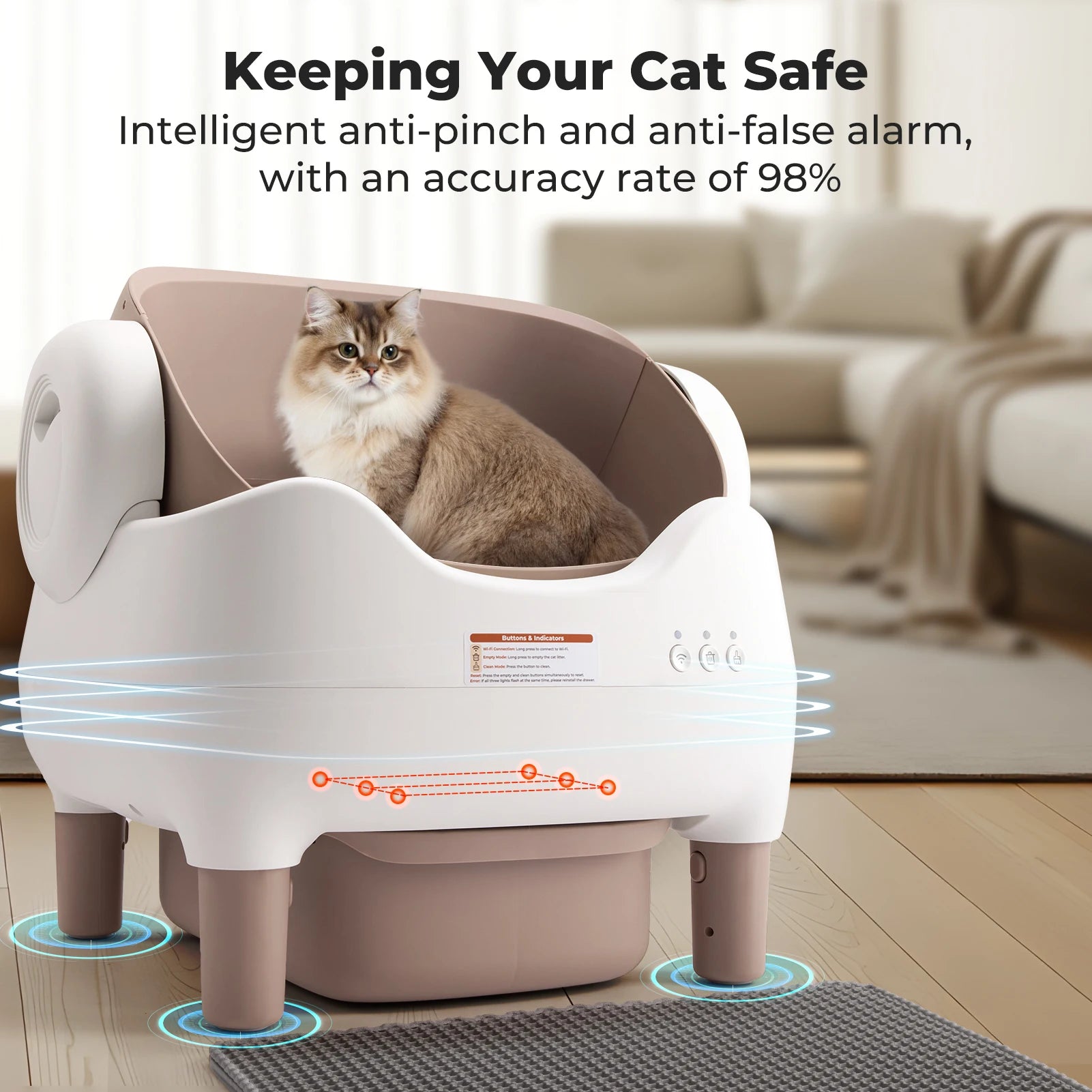 Self Cleaning Litter Box, Automatic Cat Litter Box with APP Control, Odor-Free  Large  Bin, Open-Top for Multi Cats