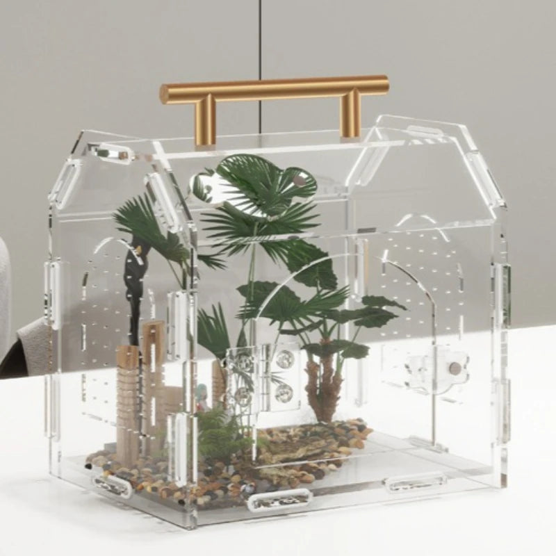 Reptile Terrarium Acrylic Portable  Small Reptile  Box Pet House