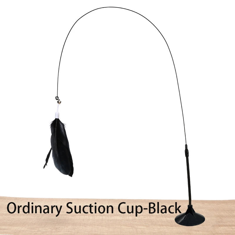 Interactive Cat Toy Handfree Cat Stick Kitten Teaser Wand Toy Suction Cup Feather Wand
Simulation Feather