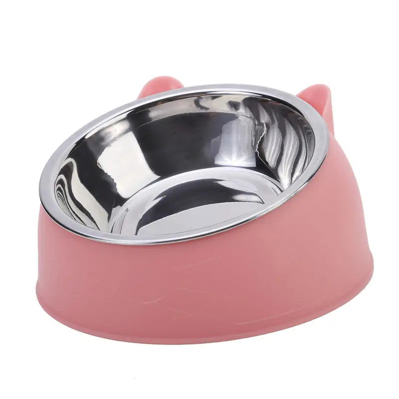 1/2/5pcs Cat Bowl Creative Inclined Kitten Puppy Food Feeding Bowls Stainless Steel