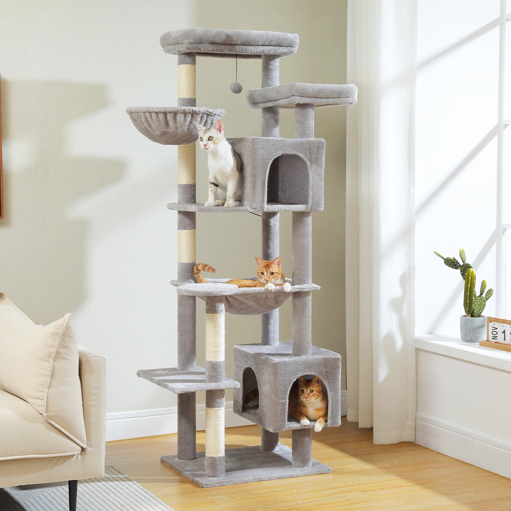 Large Cat Tree Tall Cat Tower for Indoor Cats Multi-Level Plush Cat Condo with Scratching Post