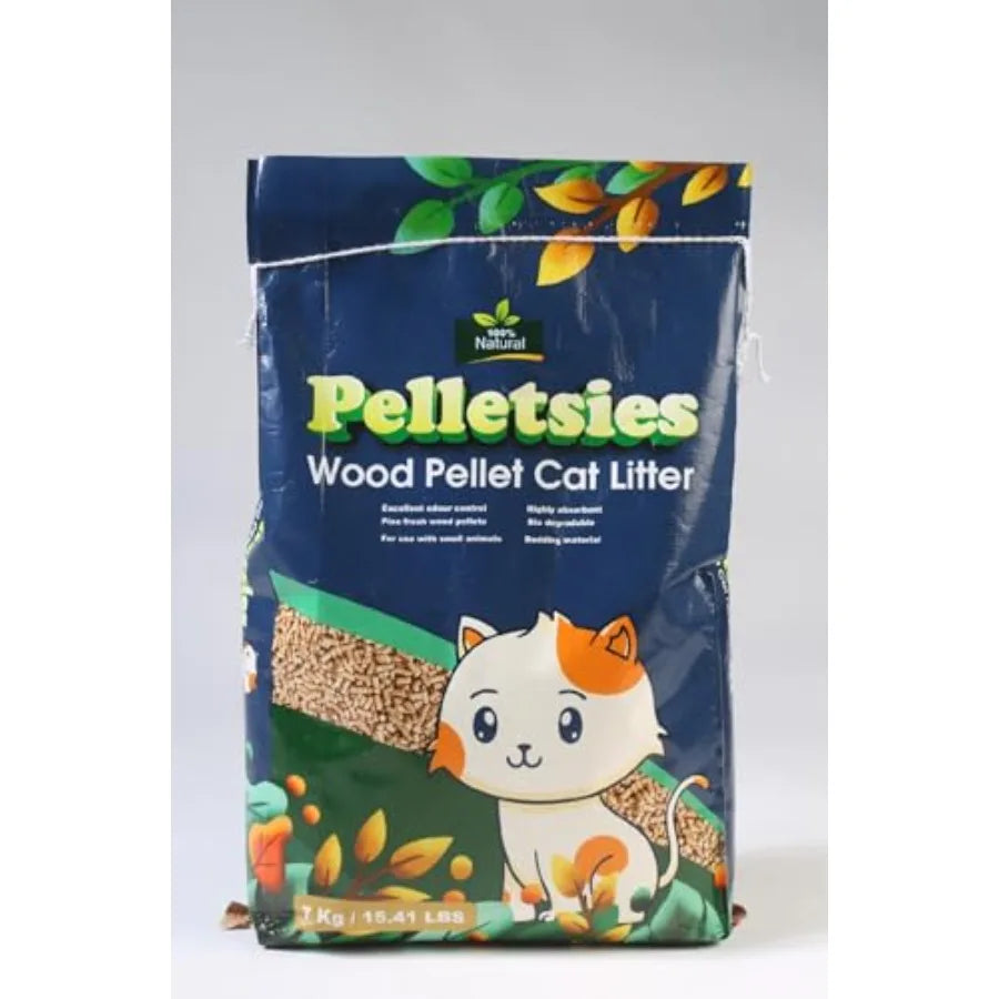 All Natural Pine Wood Cat Litter 15.41 lb Bag 100 Natural Low Dust Odor Control Eco-Friendly Non-Clumping Pellets for Home Use
