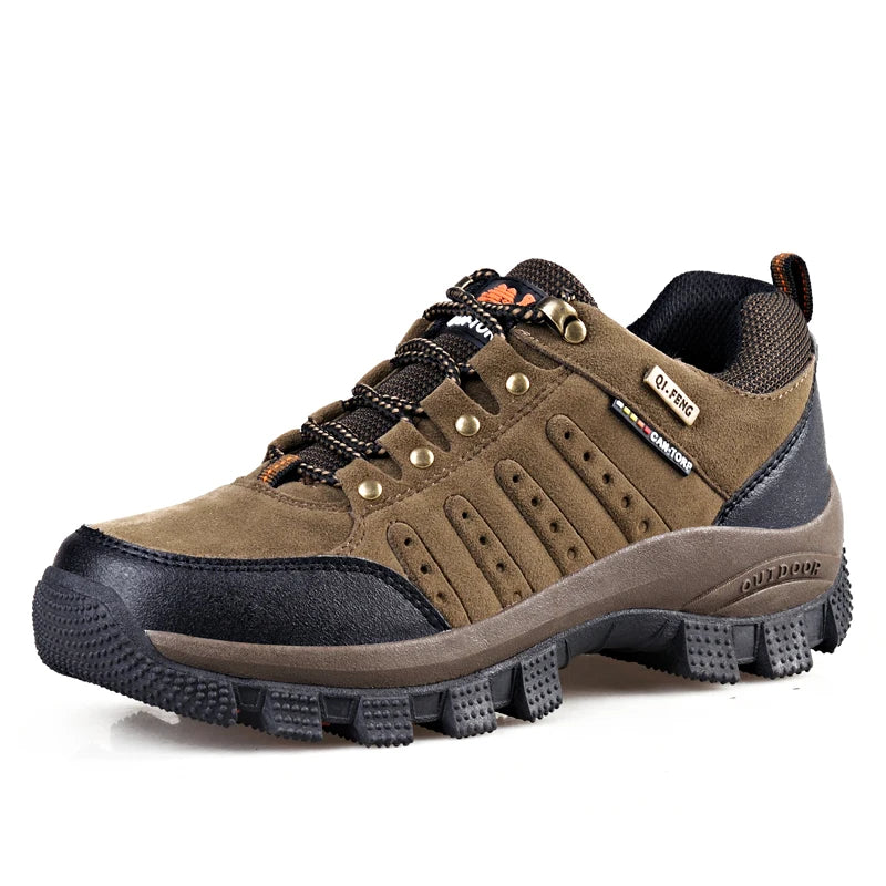 Hiking Shoes Non Slip Mountain Sneakers  Lace Up Retro Leather Shoe Sport Outdoor Trek Men Women Footwear