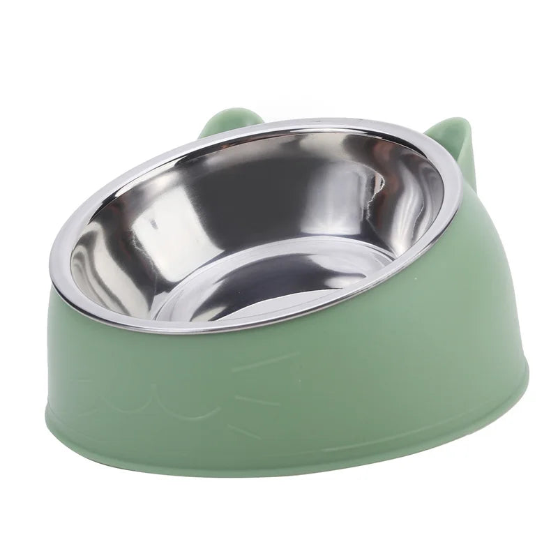 1/2/5pcs Cat Bowl Creative Inclined Kitten Puppy Food Feeding Bowls Stainless Steel
