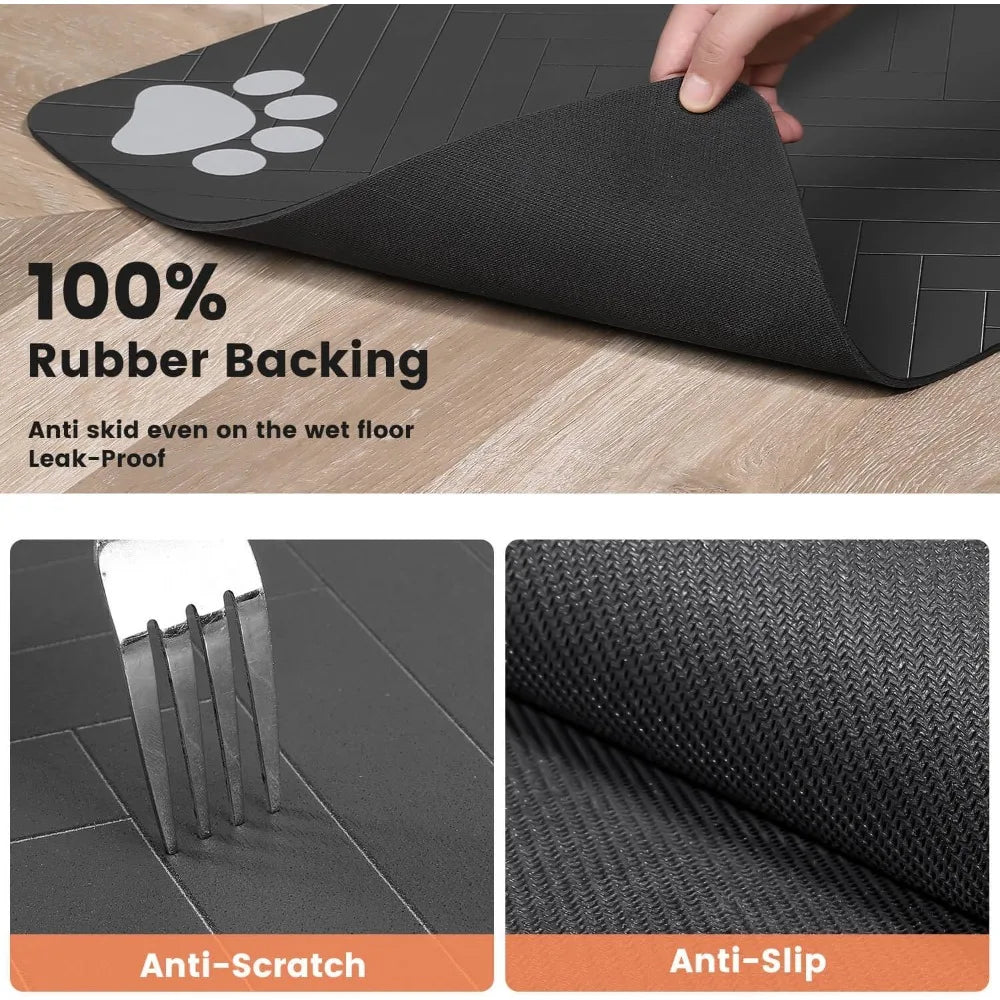 Pet Feeding Mat Absorbent Dog Cat Mat for Food and Water Easy to Clean Pet Placemats Quick Dry Mat for Messy Drinkers