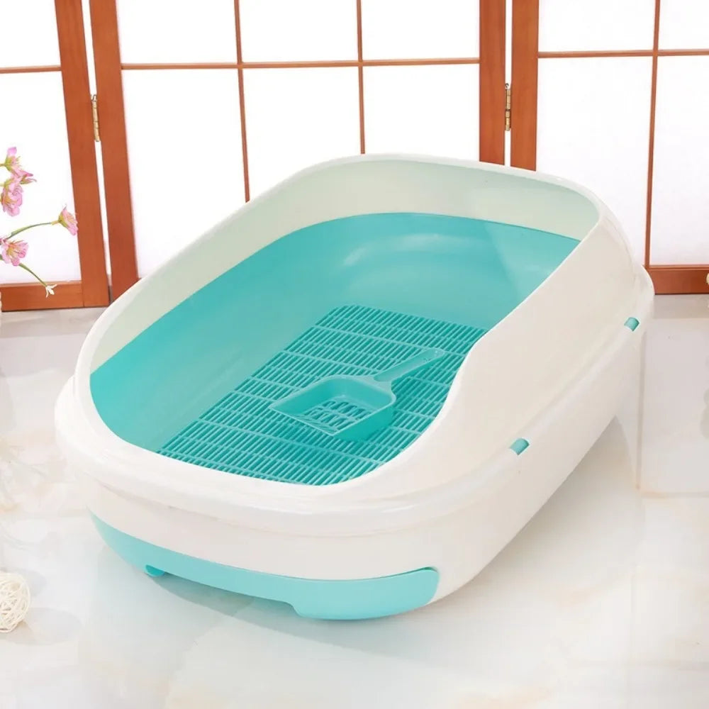 New Semi-closed Grid Drawer Double Cat Litter Pan Easy To Cleaning Extra Large Splash Proof for Pine Litter