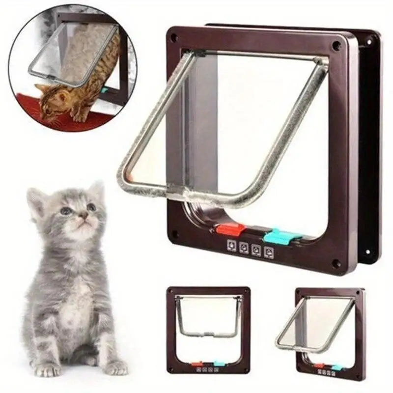 Pet Cat Door  Dog Door  Control Free Entry And Exit Pet Home Practical Two-way Door Safety Flap Door