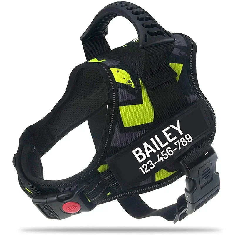 New Dog Harness High Quality Nylon Adjustable Custom ID Dog Name Small Large Dog Vest Harness