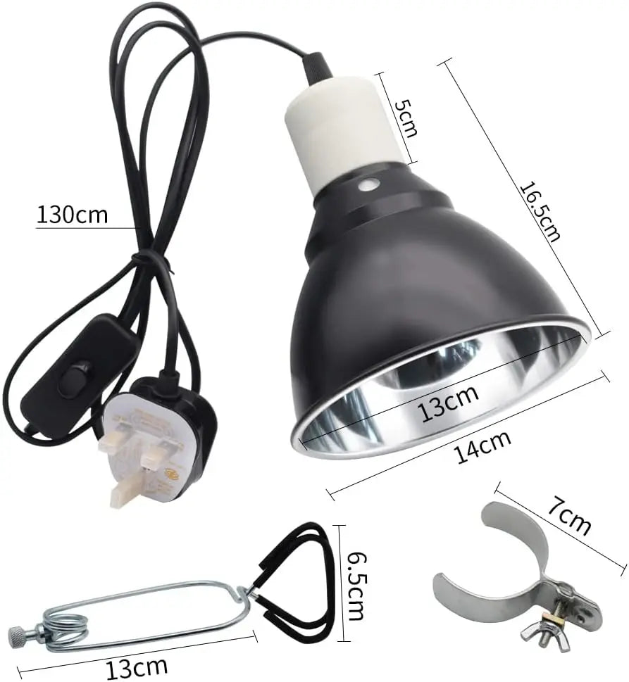 Reptile Pet Heat Lamp Holder Lampshade with Clip for UVA/UVB Bulb 300 Watt Reptile Heating Guard for Lizard Turtle Spider Chick