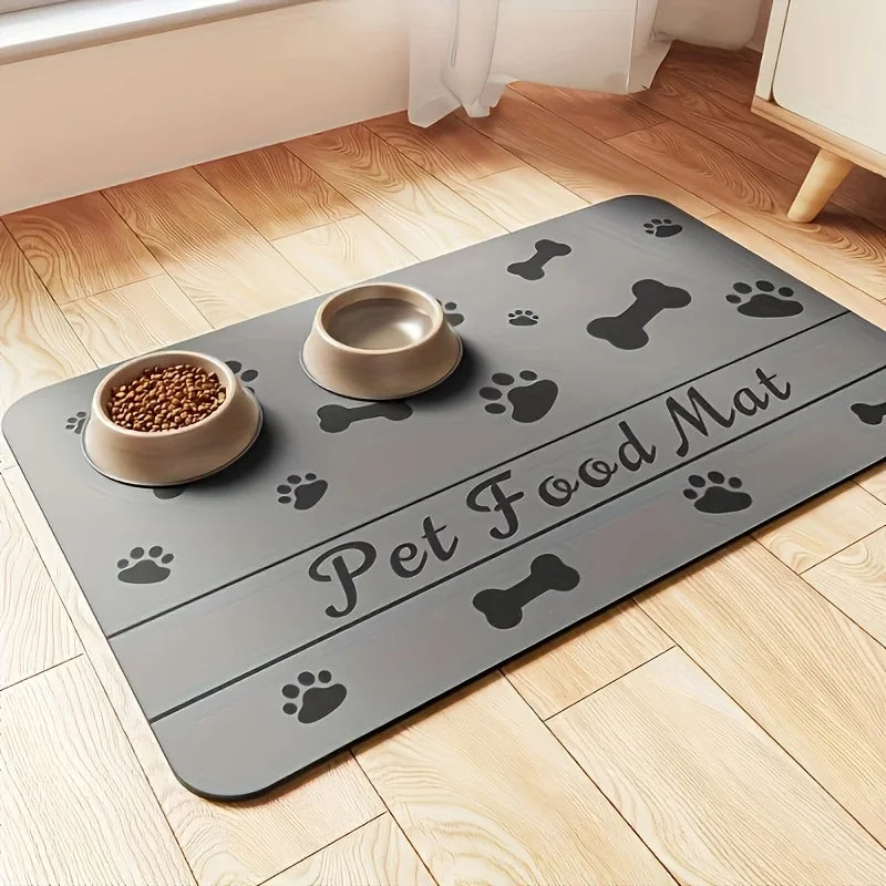 Absorbent Pet Feeding Mat For Food And Water Bowl, +Waterproof Rubber Backing Quick Dry