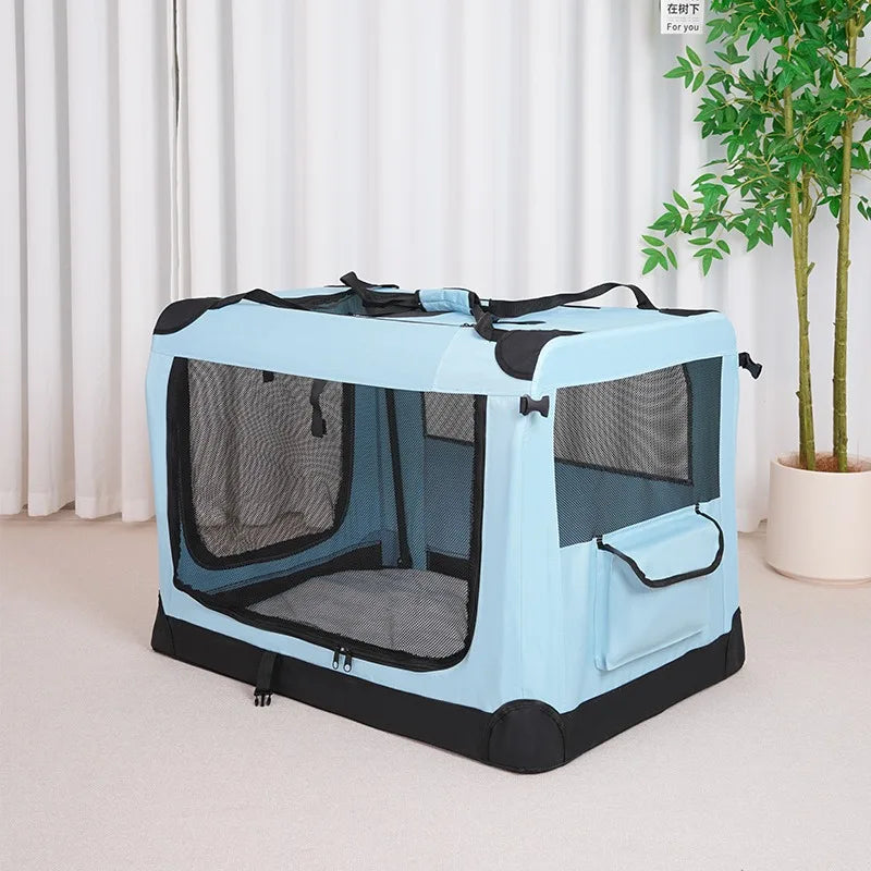 Foldable Portable Car Pet Cage Multifunctional for Large Dogs Cats Travel Outdoor