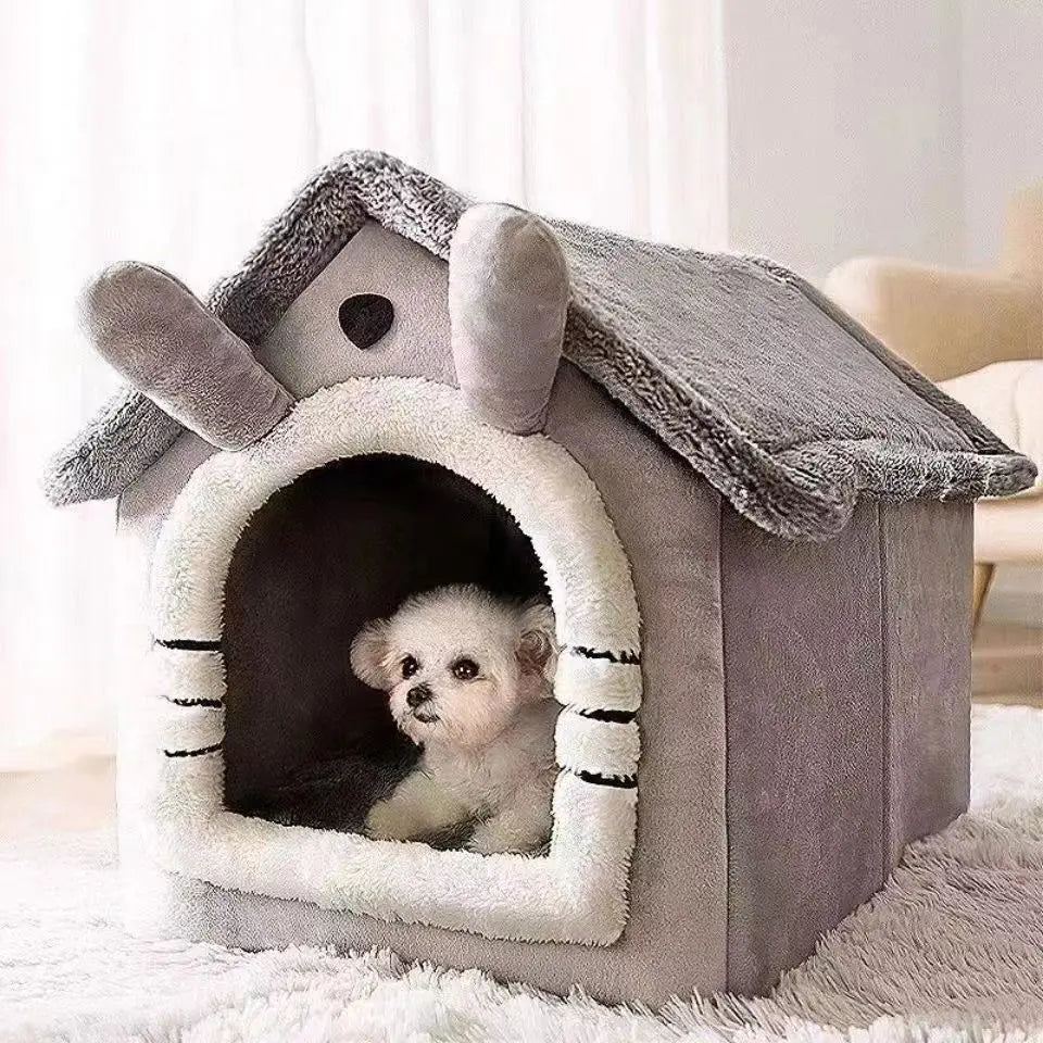 All Season Dog House Style Bed - Removable Washable Pet Bed for Small Dogs  Cat House