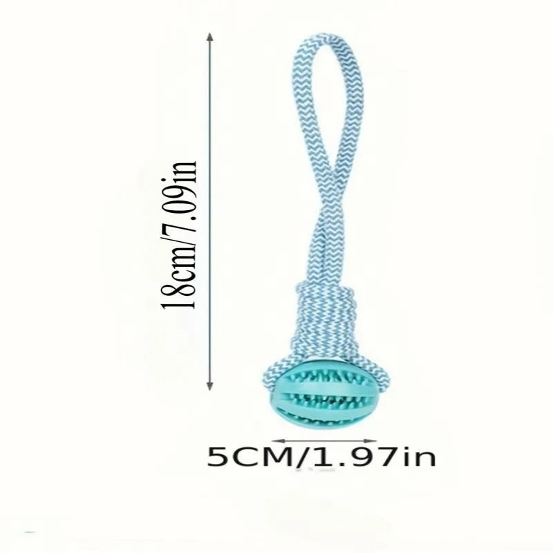 Cotton Rope & Rubber Dog Chew Ball, Treat Dispenser Toy.  Durable,