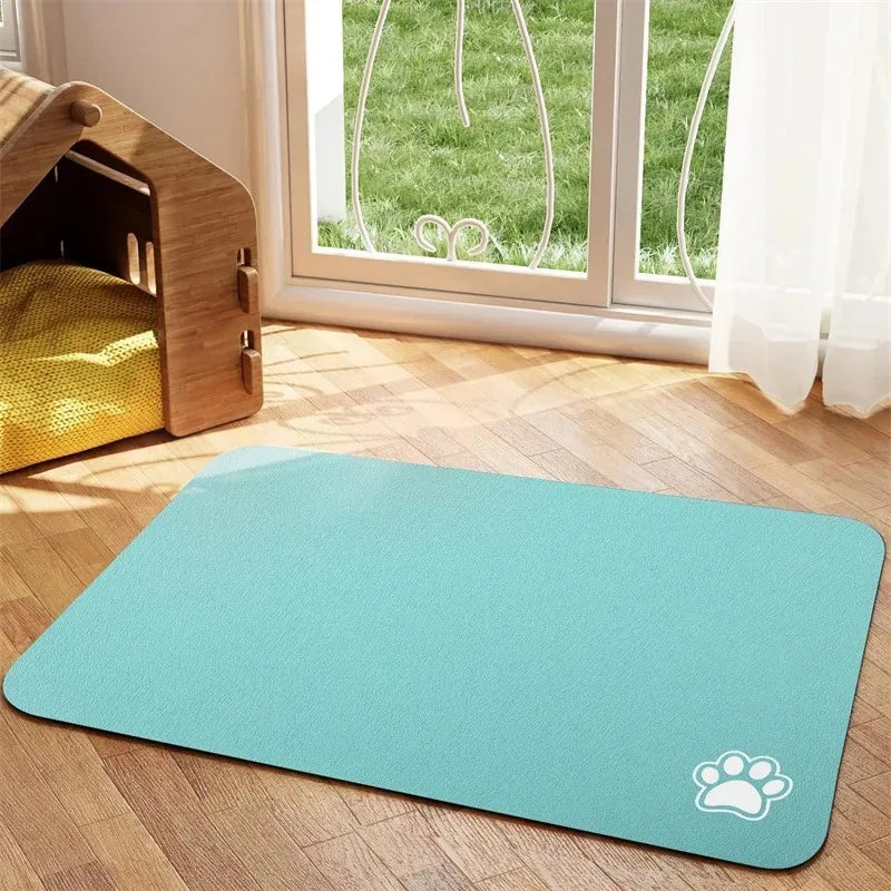 Pet Feeding Mat Absorbent Dog Cat Mat for Food and Water Easy to Clean Pet Placemats Quick Dry Mat for Messy Drinkers