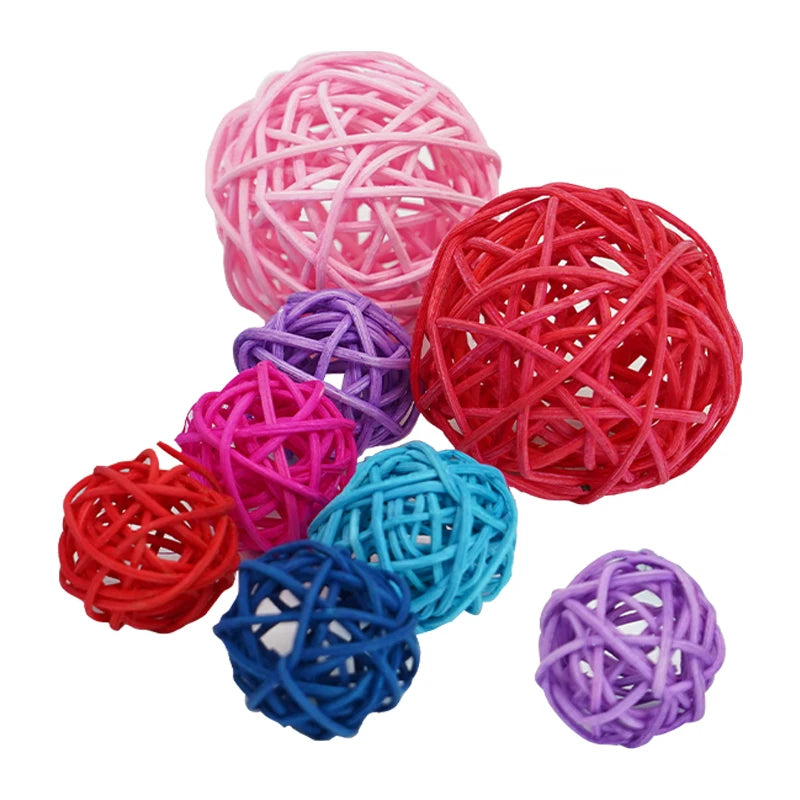 Pet Bird Toys Chewing Toys Bird Rattan Ball Toy Playing Toys 5pcs