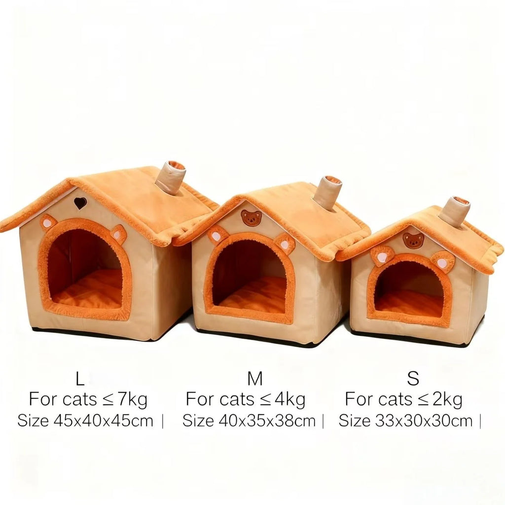 All Season Dog House Style Bed - Removable Washable Pet Bed for Small Dogs  Cat House