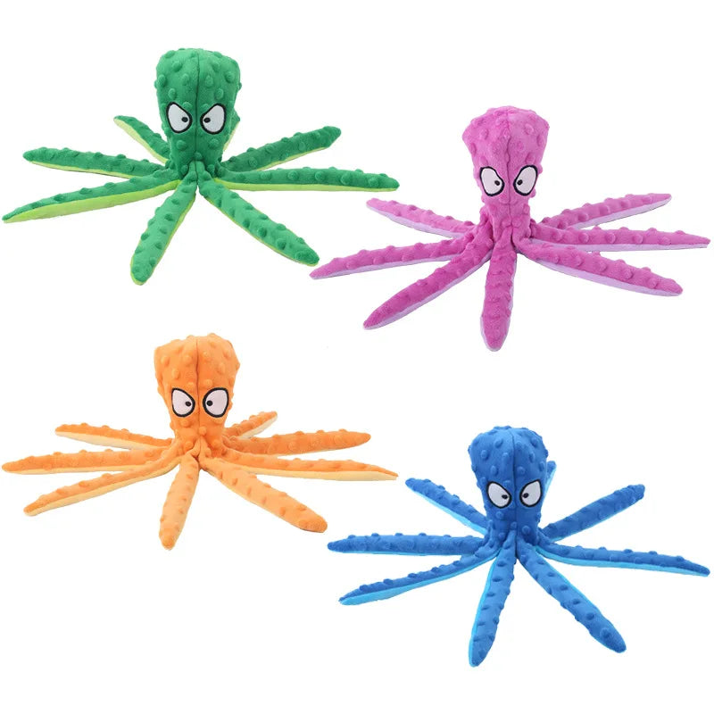 Pet Plush Toy Octopus Dog Interactive Toy Indestructible Bite Resistant squeaky Octopi
