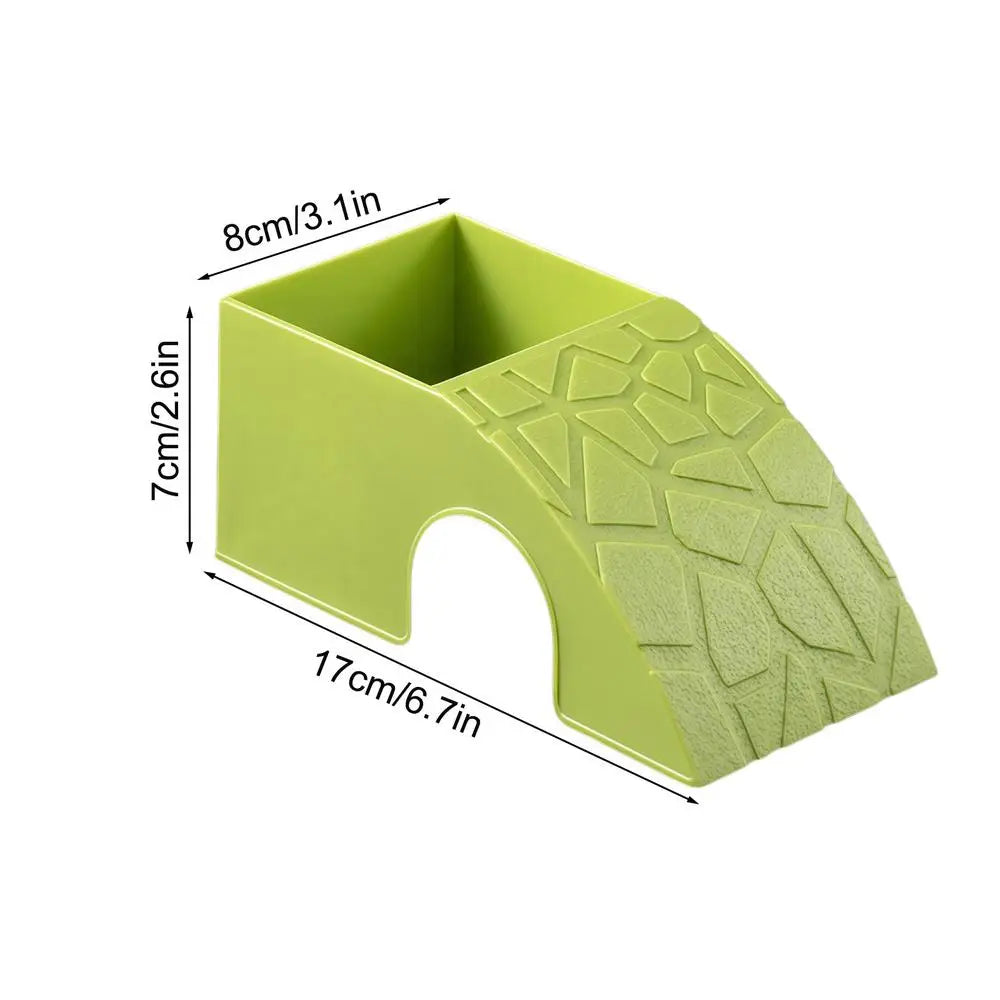 Reptile Feeding Dish 2-in-1 Food & Water Bowl with Shelter Non-Spill Resin Ornament for Bearded Dragon, Turtles Geckos Chameleon