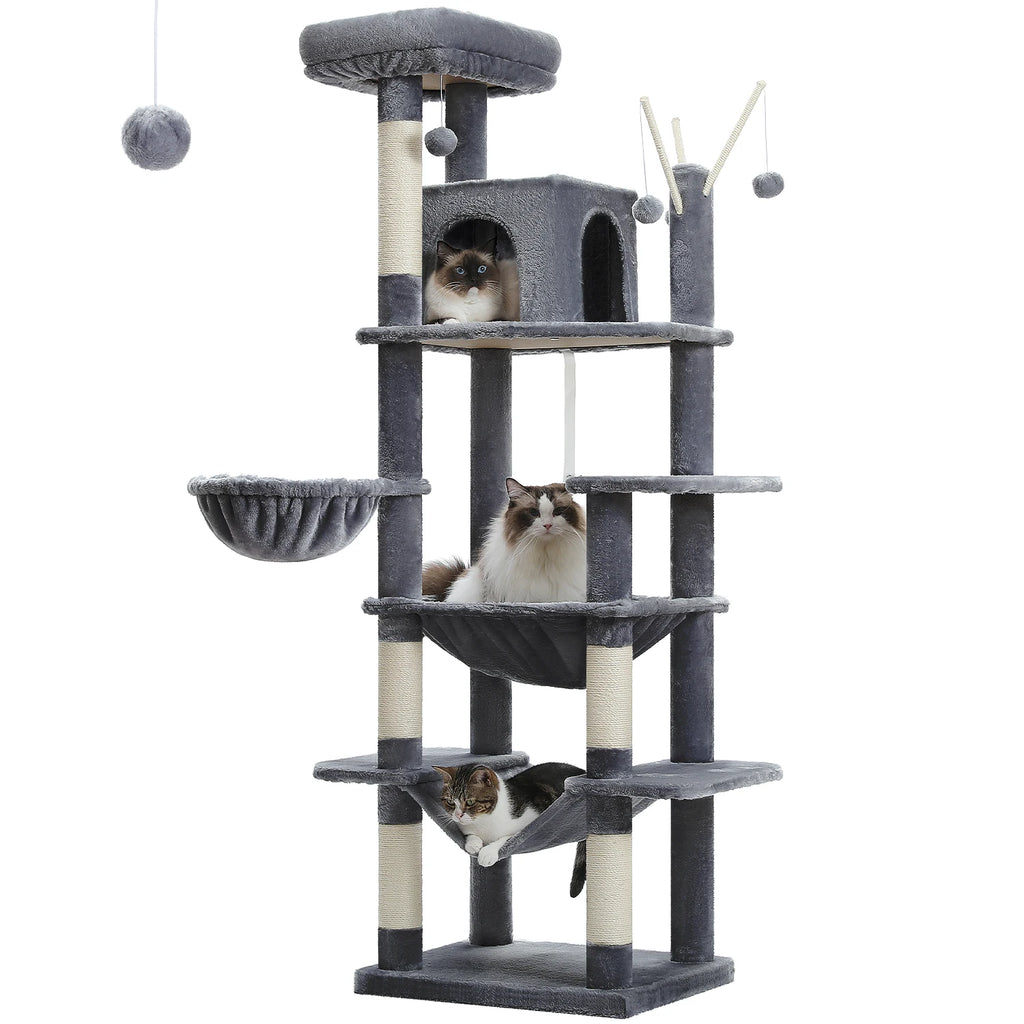 Large Cat Tree Tall Cat Tower for Indoor Cats Multi-Level Plush Cat Condo with Scratching Post