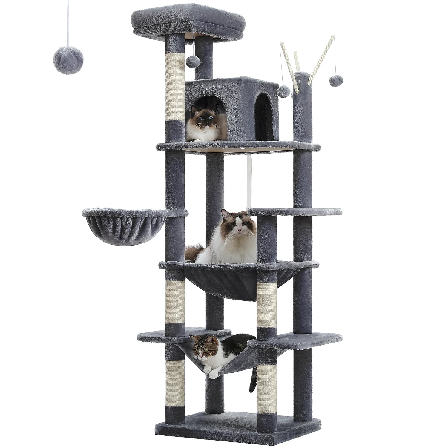 Large Cat Tree Tall Cat Tower for Indoor Cats Multi-Level Plush Cat Condo with Scratching Post