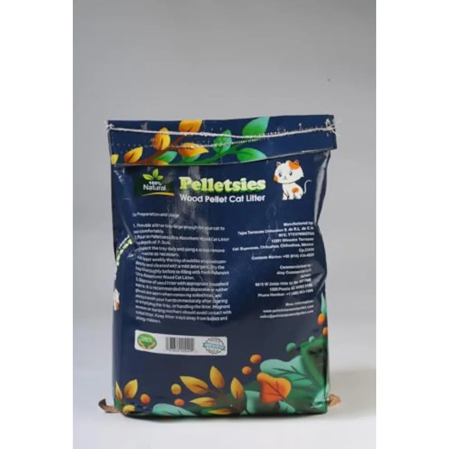 All Natural Pine Wood Cat Litter 15.41 lb Bag 100 Natural Low Dust Odor Control Eco-Friendly Non-Clumping Pellets for Home Use