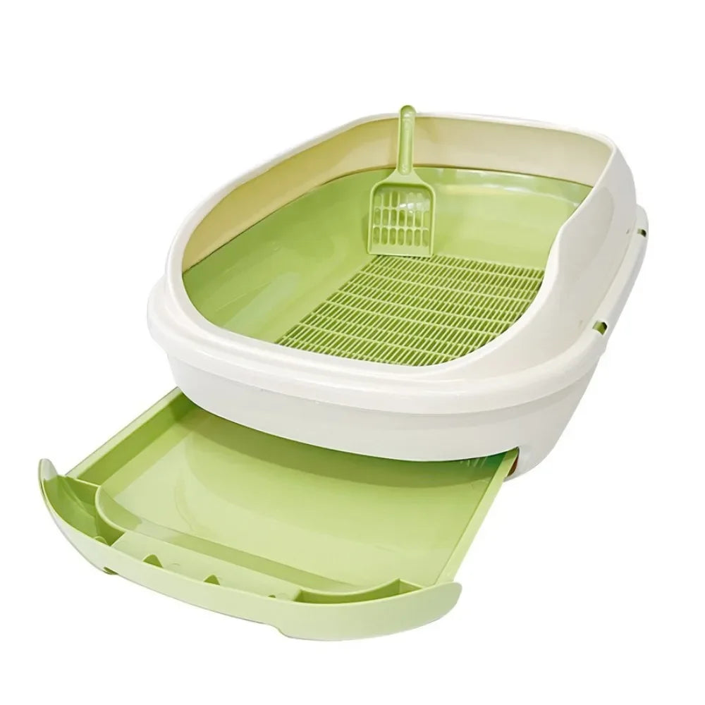 New Semi-closed Grid Drawer Double Cat Litter Pan Easy To Cleaning Extra Large Splash Proof for Pine Litter