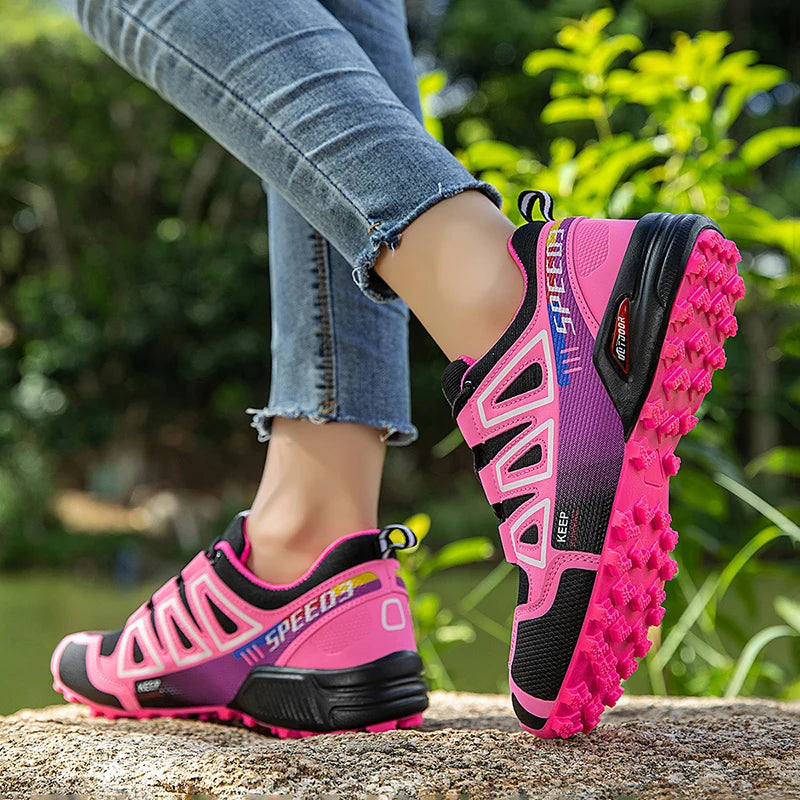 Hiking Shoes Women's Outdoor Hiking Sports Shoes, Non-slip Shoes, Breathable Lace-up Climbing Shoes, Cycling