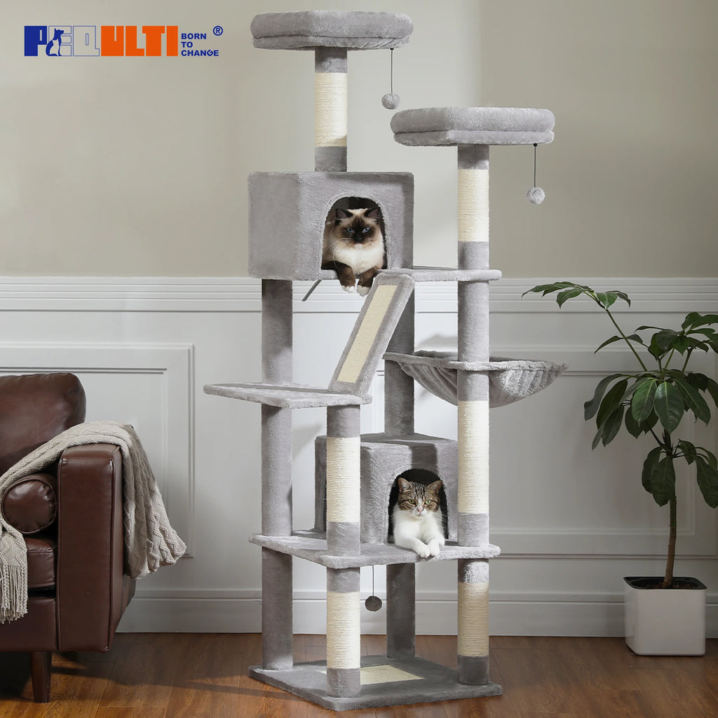 Large Cat Tree Tall Cat Tower for Indoor Cats Multi-Level Plush Cat Condo with Scratching Post